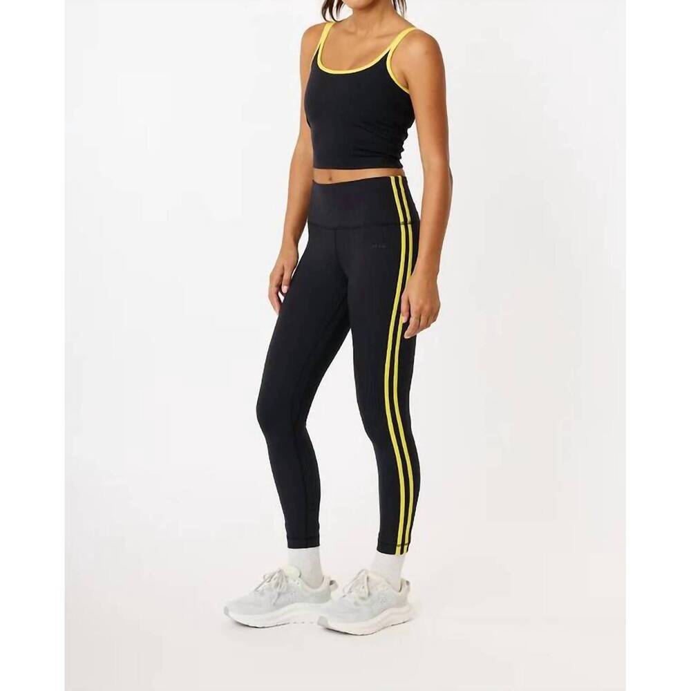 NEW CREAM YOGA jenn ribbed leggings in black / lemon